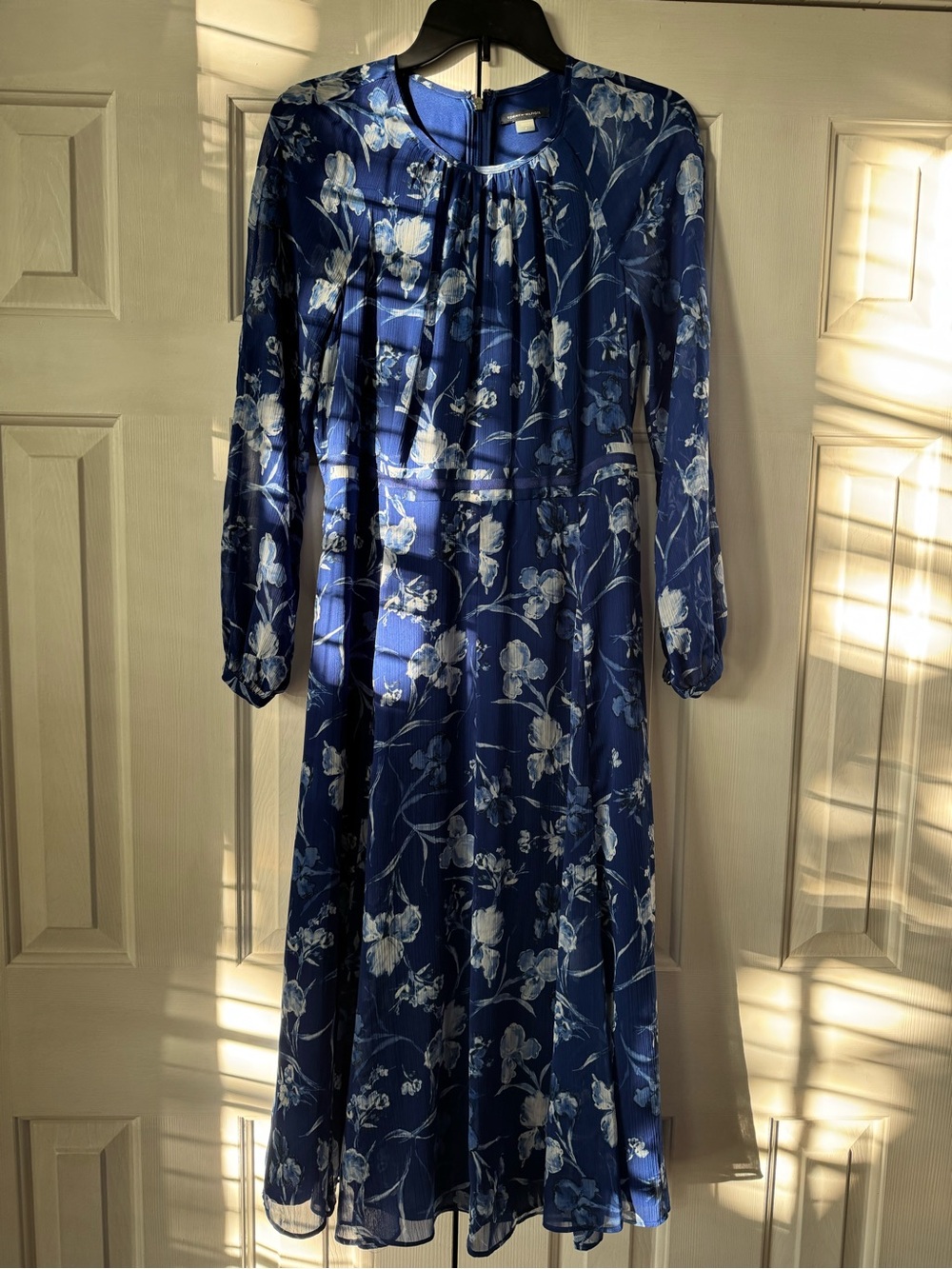 Tommy Hilfiger Blue Floral Long-Sleeve Midi Dress